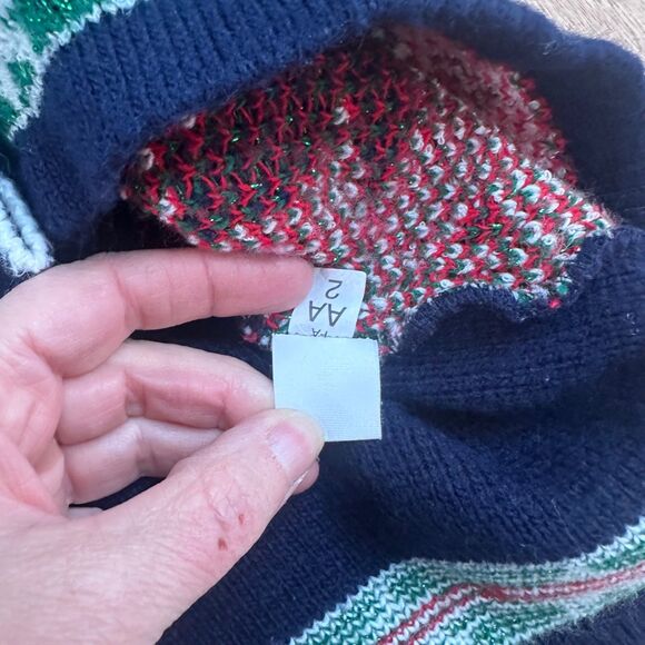 Vintage NutCracker Christmas Cardigan Sweater Bell Tree Swan Navy Women’s Size M - Picture 5 of 5